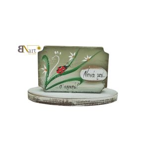 Ξύλινο ζωγραφισμένο με πασχαλίτσες και λουλουδάκια "νονά μου σ'αγαπώ"