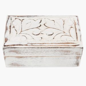 Κουτί λευκό σκαλιστό (13*7.5*5.5 εκ.)