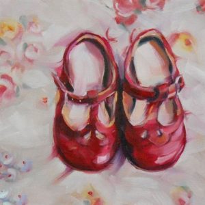 Κουτί με διακόσμηση παπουτσάκια κοριτσιού (12.5*12.5*6 εκ)