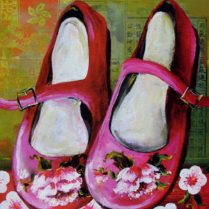 Κουτί με διακόσμηση παπουτσάκια κοριτσιού (15*15*6.5 εκ)