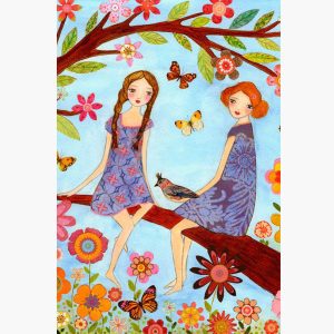 Κουτί με διακόσμηση 2 κοπέλες στο δέντρο