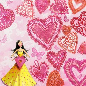 Κουτί με διακόσμηση κοπέλα με καρδιές