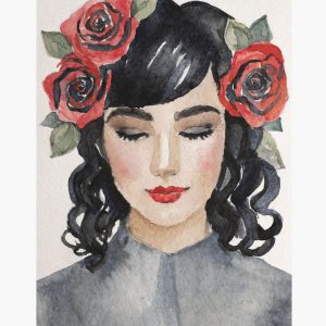 Κουτί με διακόσμηση κοπέλα με λουλούδια στα μαλλιά 3