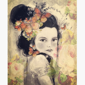 Κουτί με διακόσμηση κοπέλα με λουλούδια στα μαλλιά 2