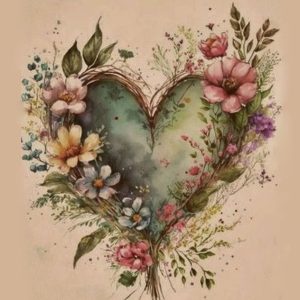 Κουτί με διακόσμηση καρδιά με λουδούδια