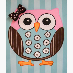 Κουτί με διακόσμηση κουκουβάγια με φιόγκο  σιελ