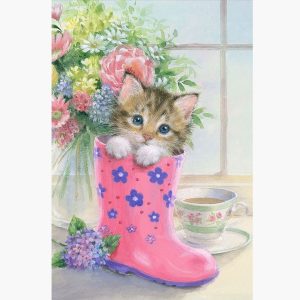 Κουτί με διακόσμηση γατάκι σε μπότα