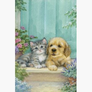 Κουτί με διακόσμηση γατούλα με σκυλάκι 2